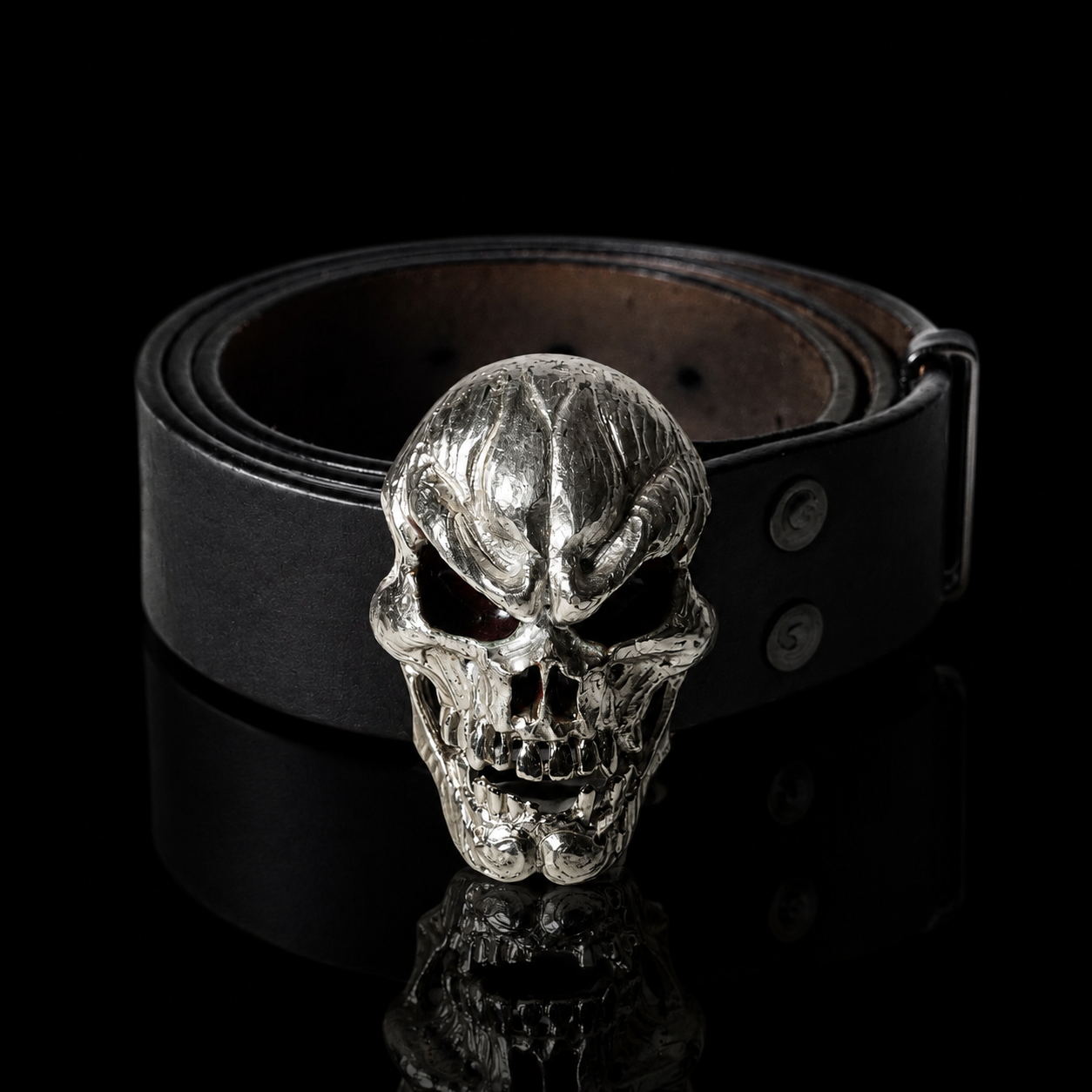 Fibbia in argento / cranio