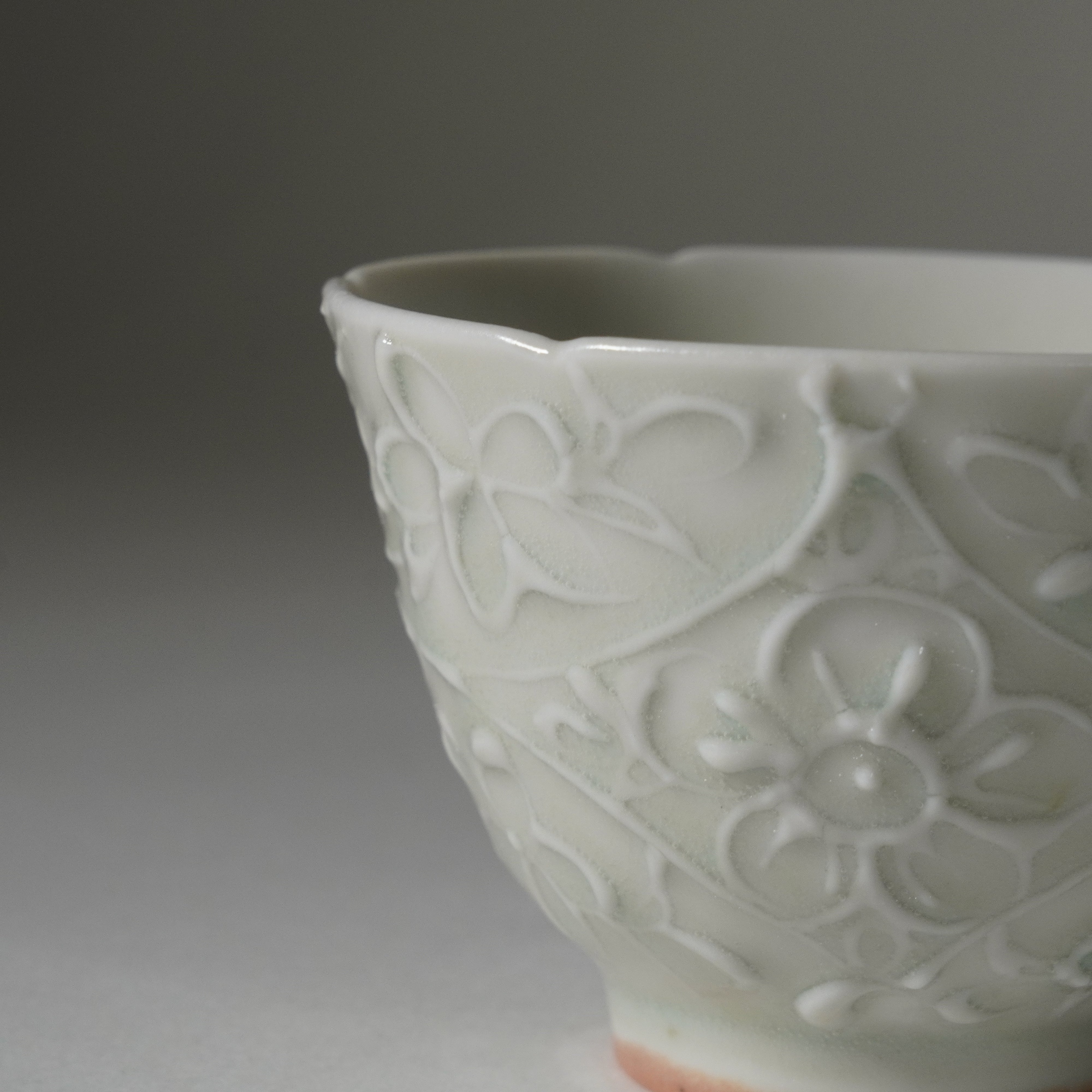 Sake Cup / Ash Blue / Floral Shippo