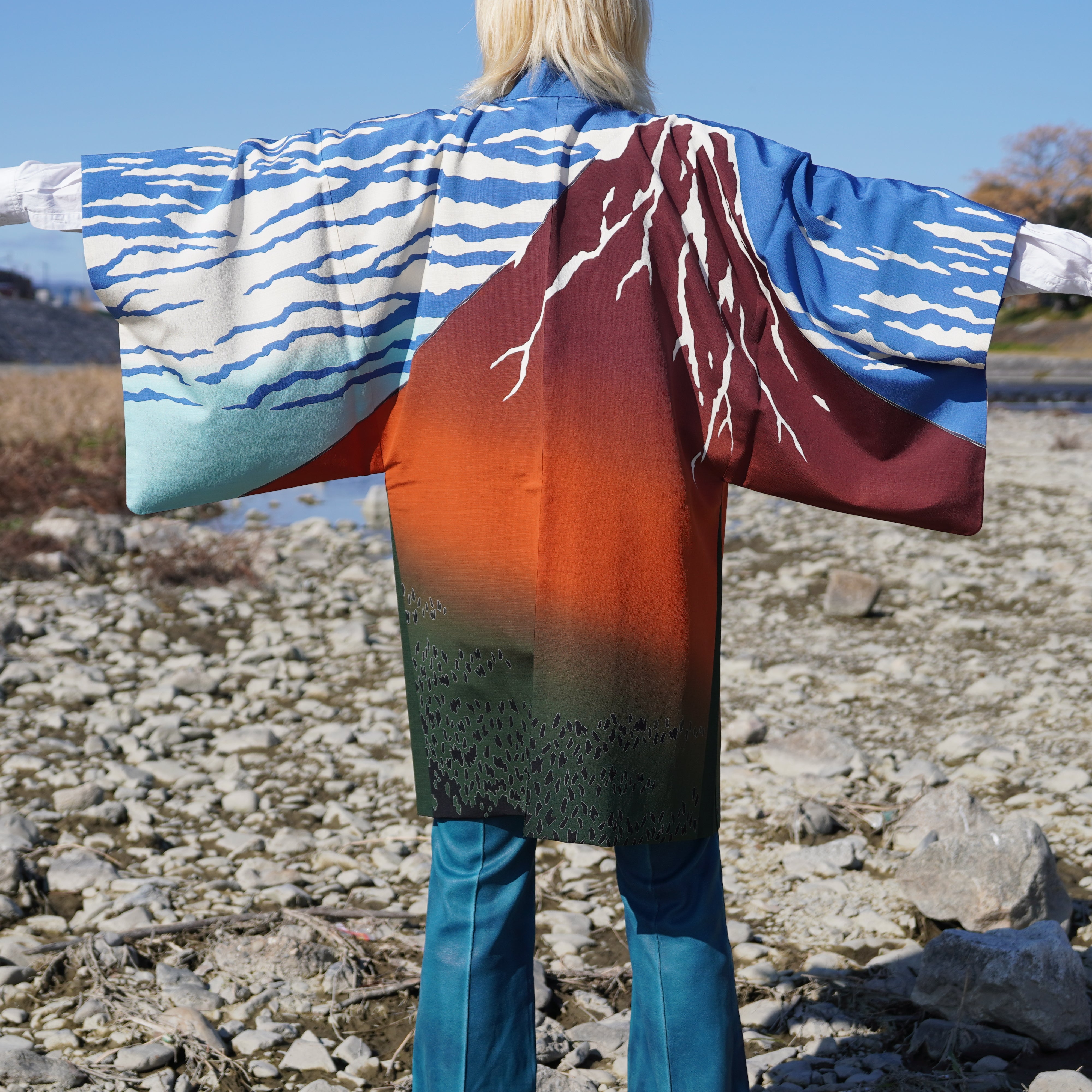 Haori Jacket / Kyo-Yuzen / Red Fuji (Aka-Fuji)