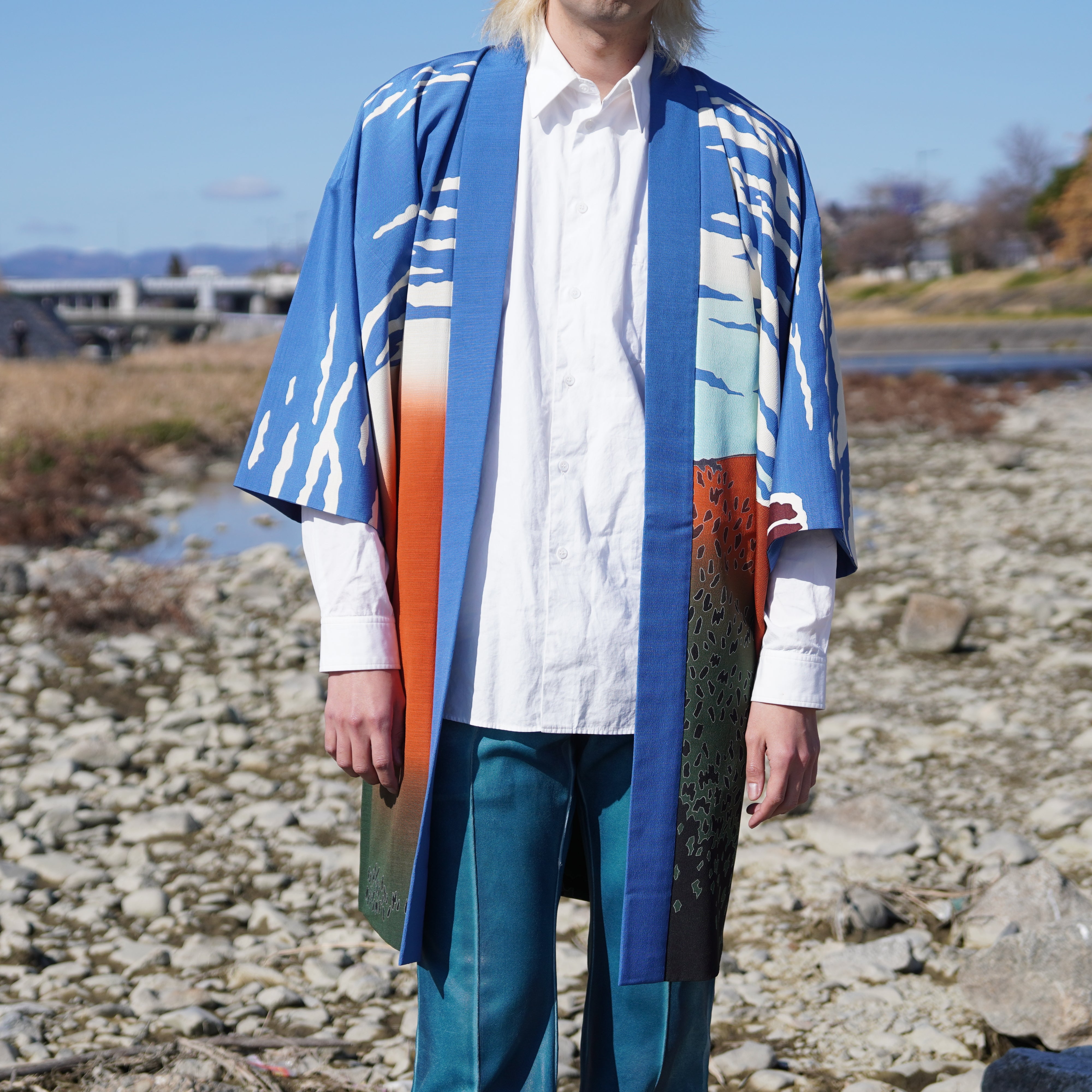 Haori Jacket / Kyo-Yuzen / Red Fuji (Aka-Fuji)
