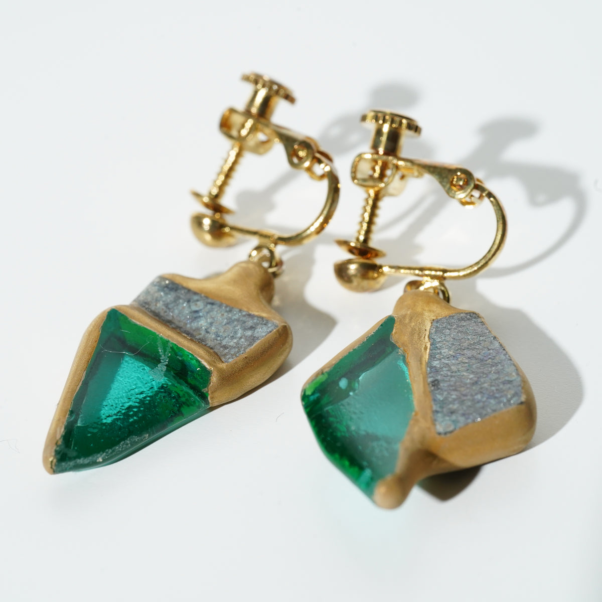 Kintsugi Earrings / Emerald Harmony