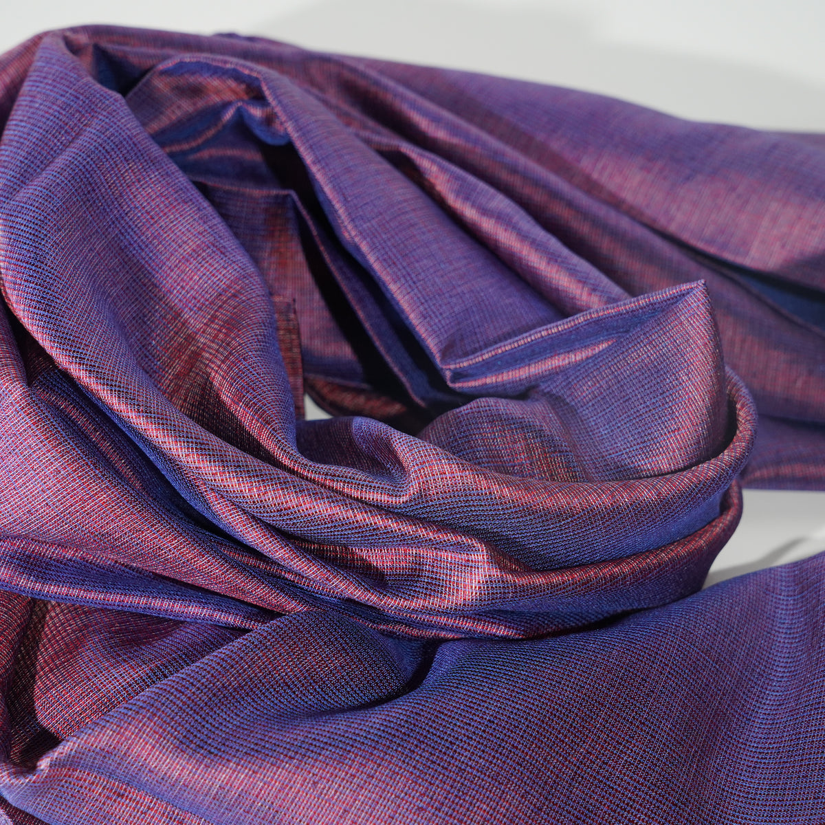 Silk Scarf / MOKU / Blue Warp & Red Weft