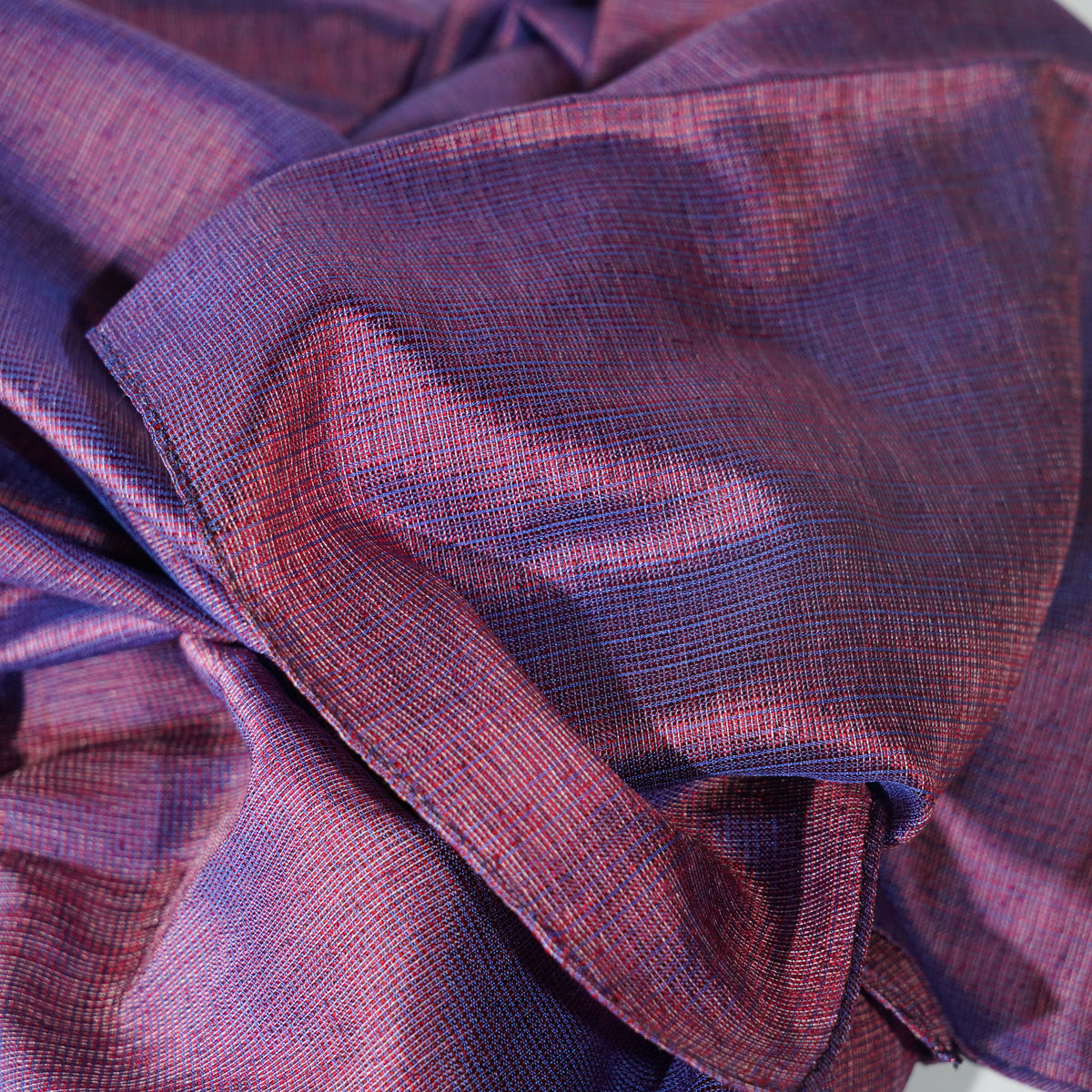Silk Scarf / MOKU / Blue Warp & Red Weft