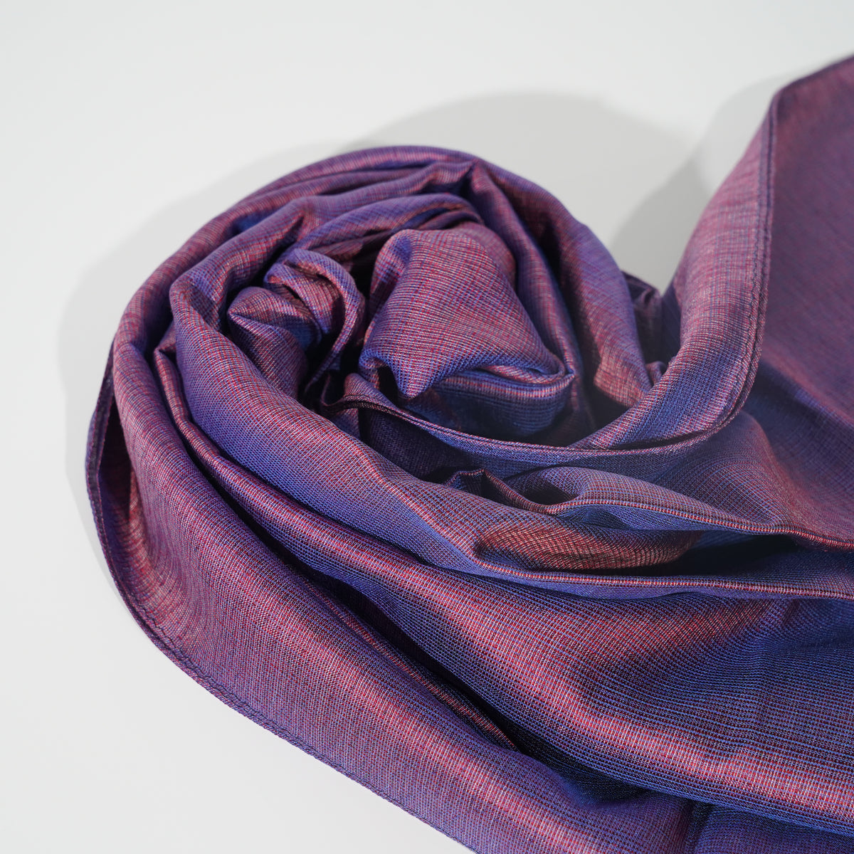 Silk Scarf / MOKU / Blue Warp & Red Weft