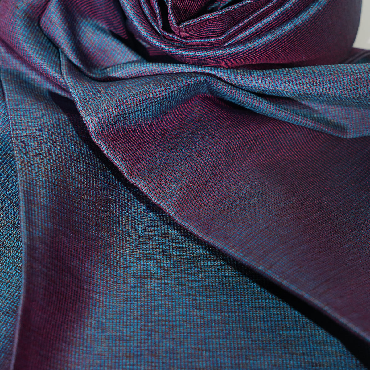 Silk Scarf / MOKU / Red Warp & Blue Weft