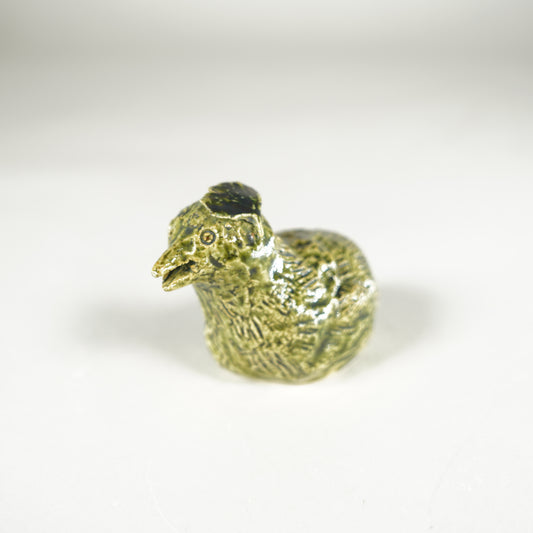 Ceramic Quail Figurine / Green