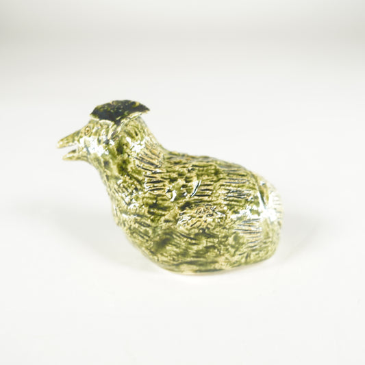 Ceramic Quail Figurine / Green