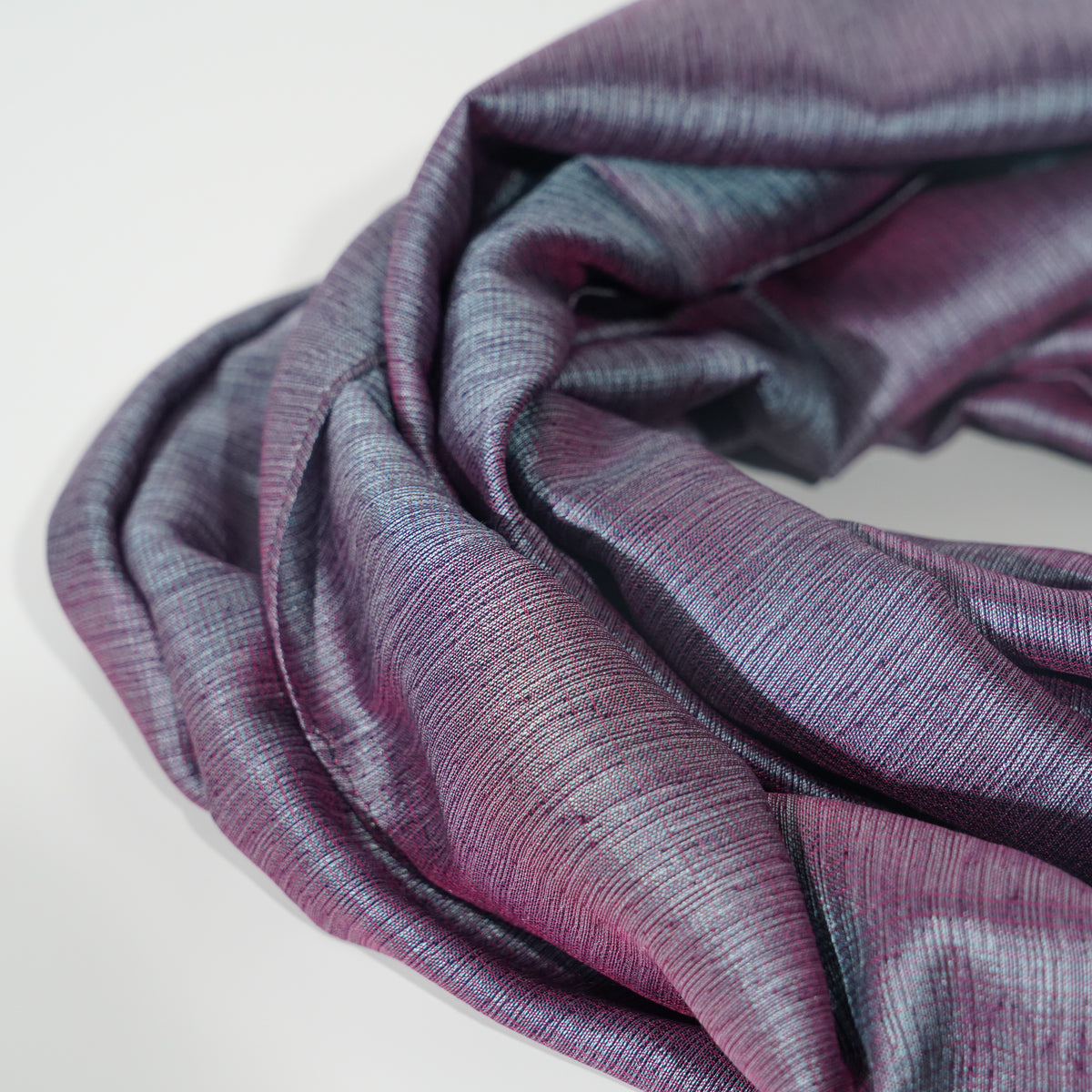Silk Scarf / MOKU / Red Warp & Light Blue Weft