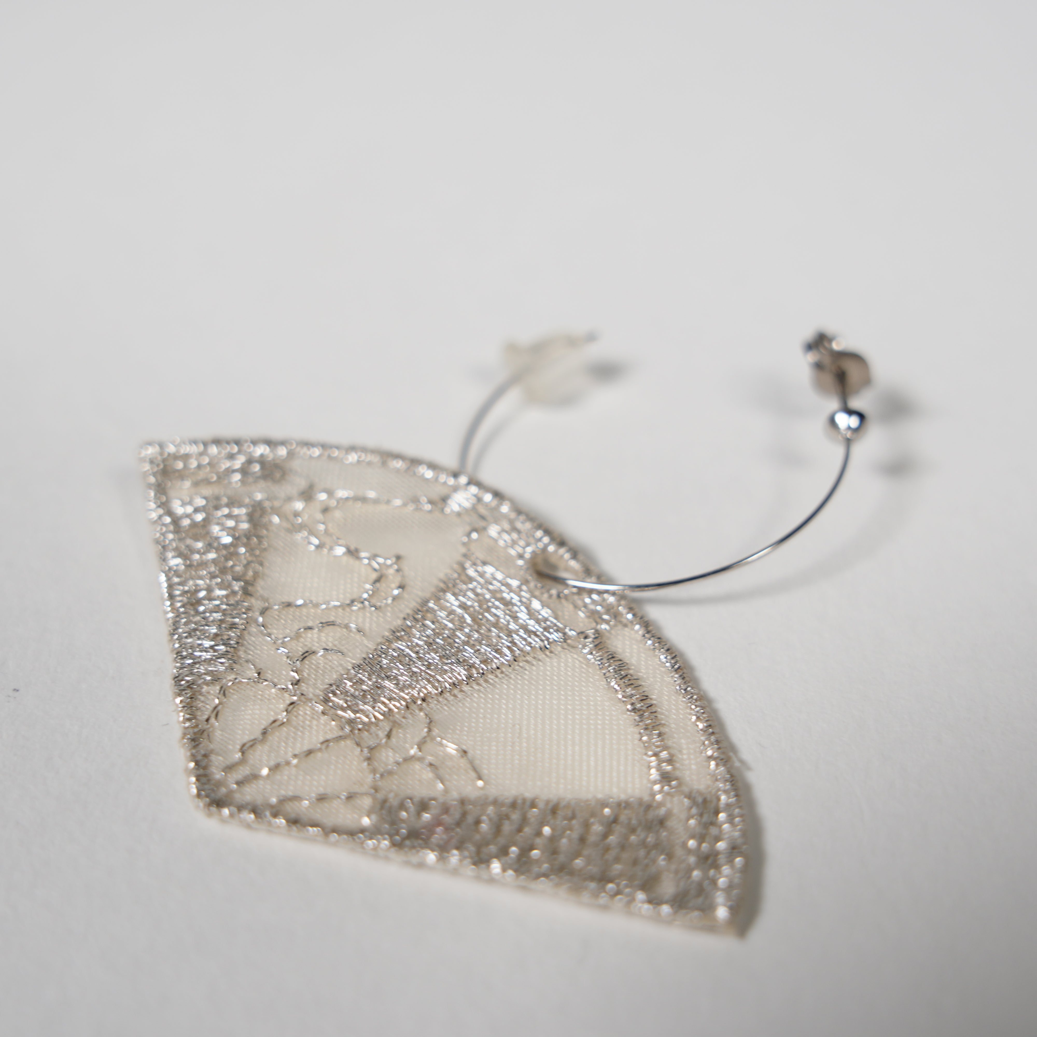Embroidered Earrings / Metallic Thread / Kyoto Fan