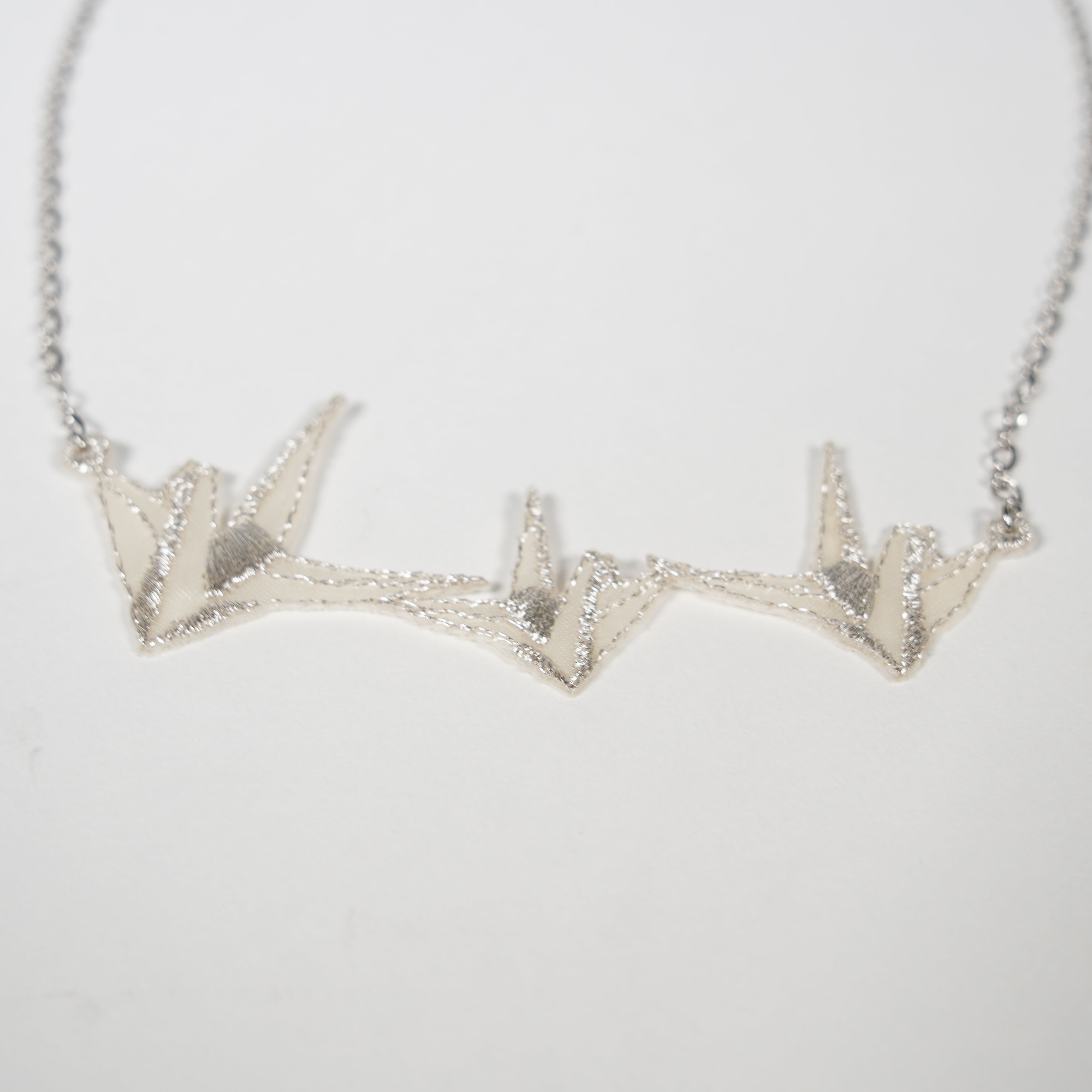 Embroidered Necklace / Metallic Thread / Kyoto Crane