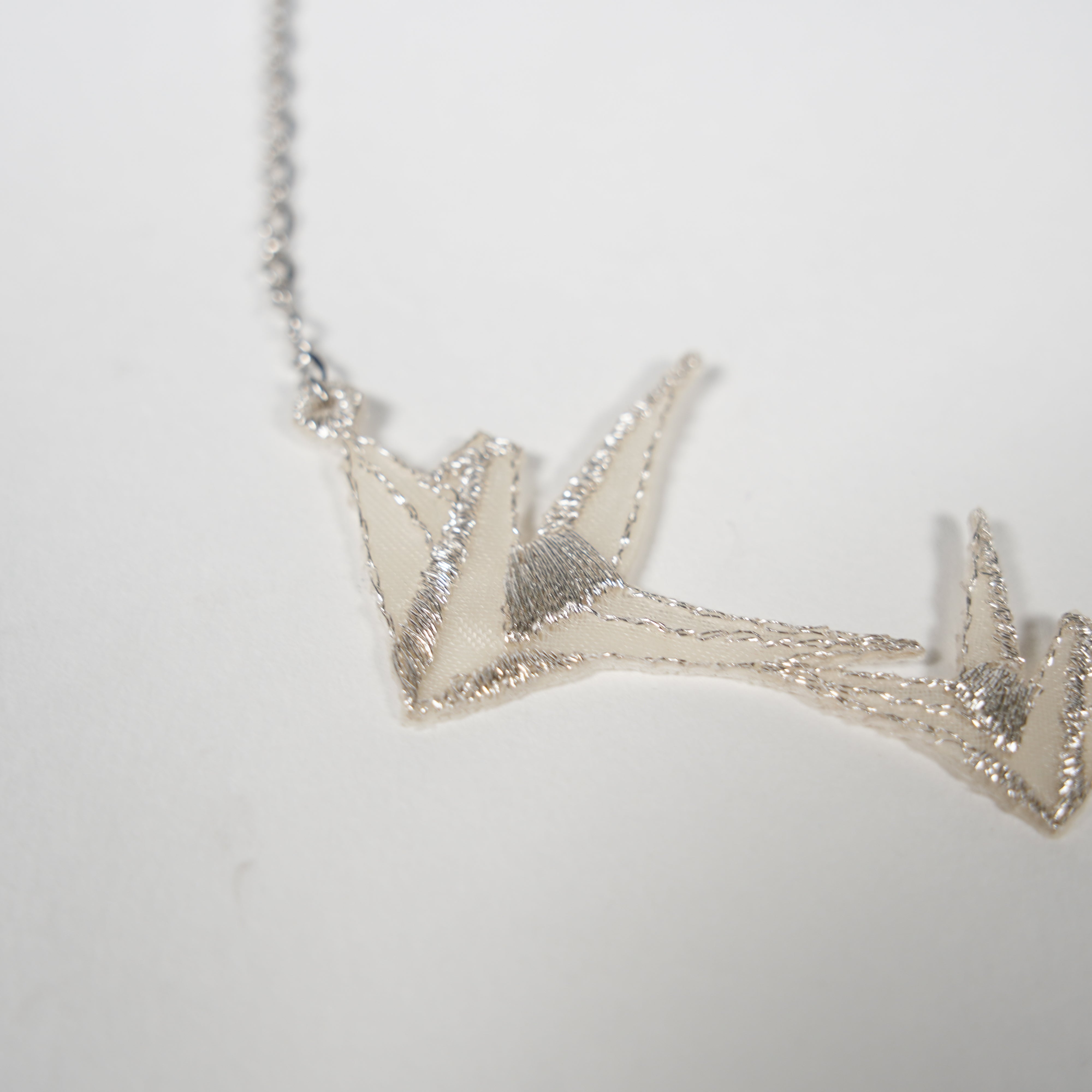 Embroidered Necklace / Metallic Thread / Kyoto Crane