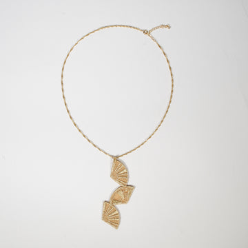 Gold Thread / Embroidery Necklace / Folding Fan