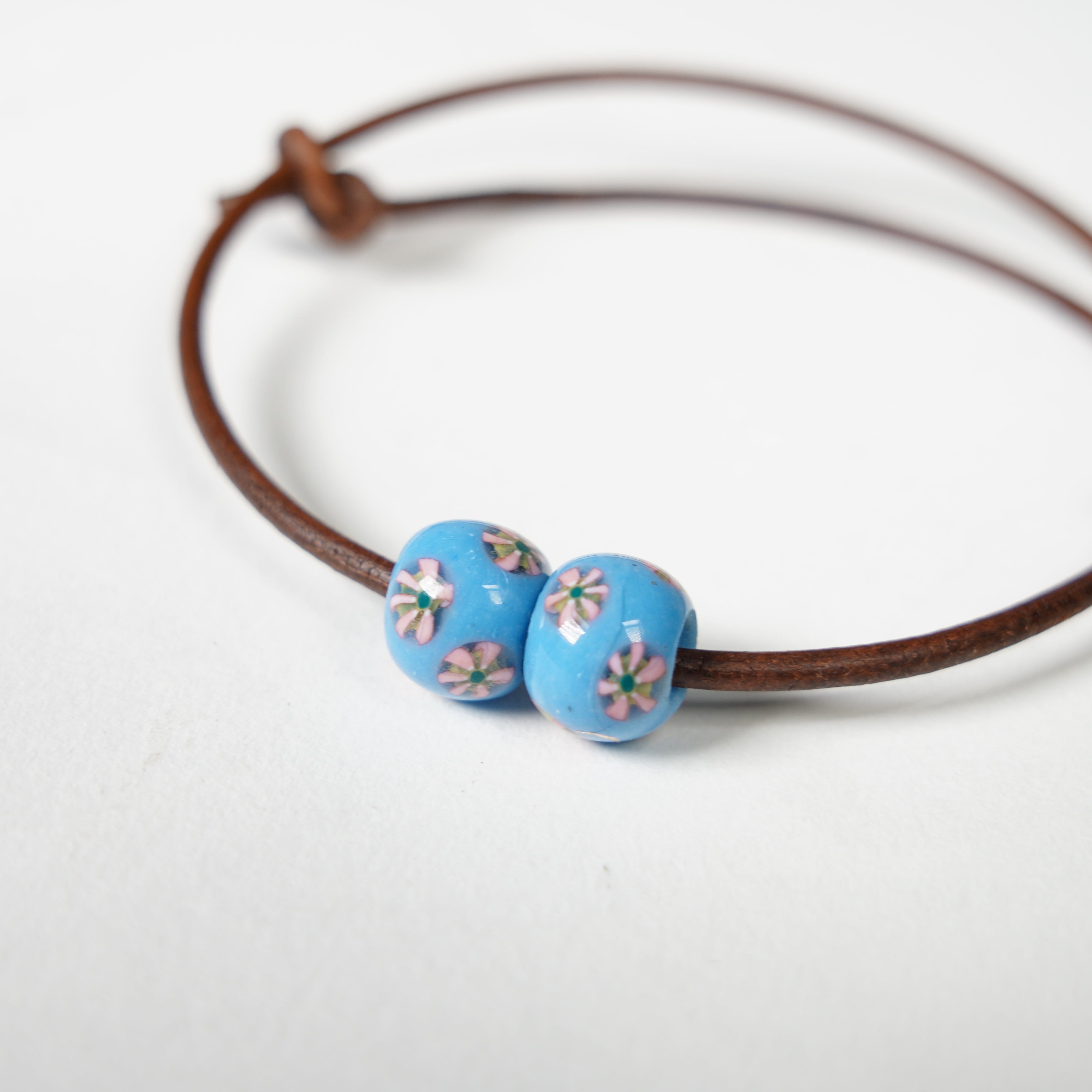 Bracciale di vetro / blu turchese