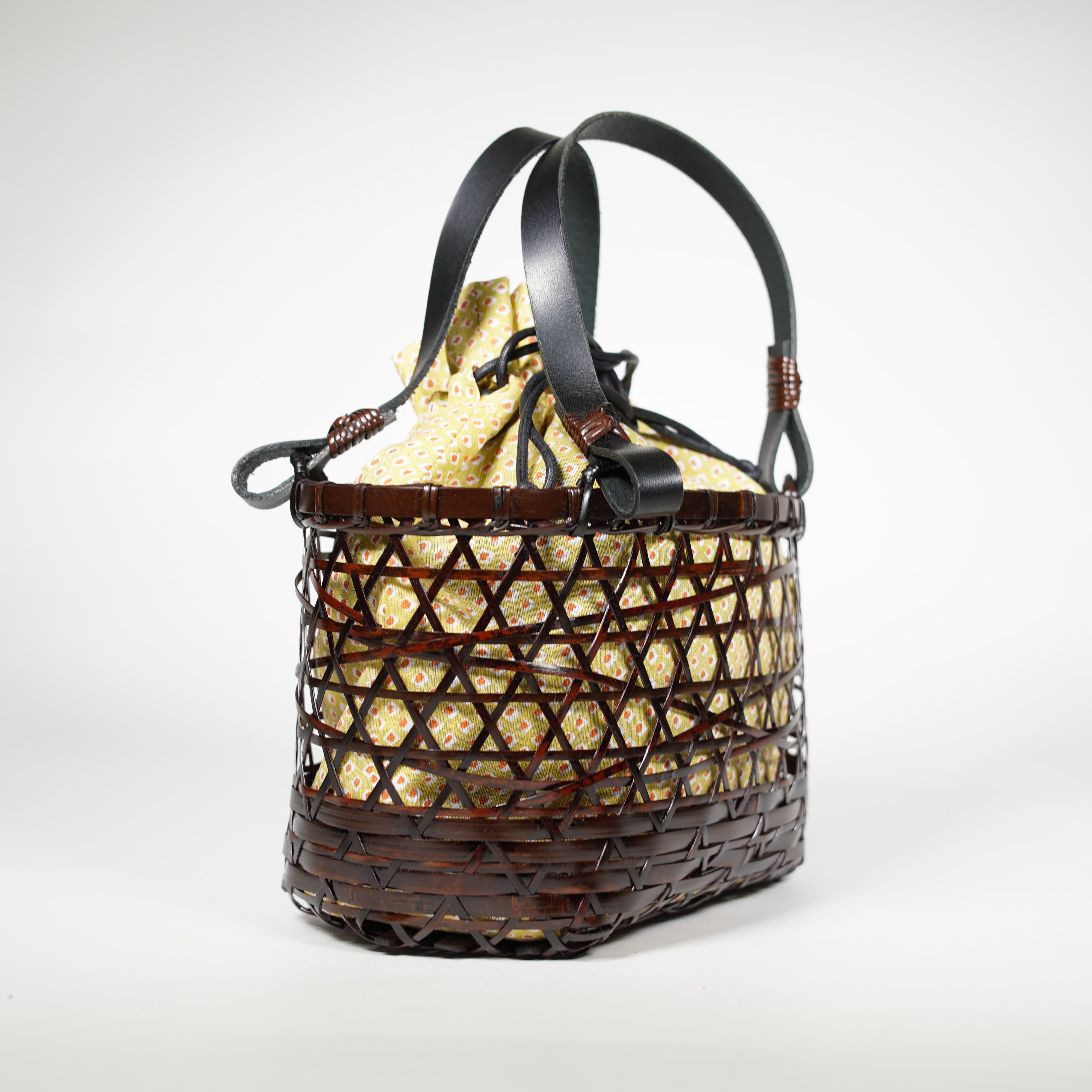 Bamboo Bag / Black Lacquer / Leather Handle