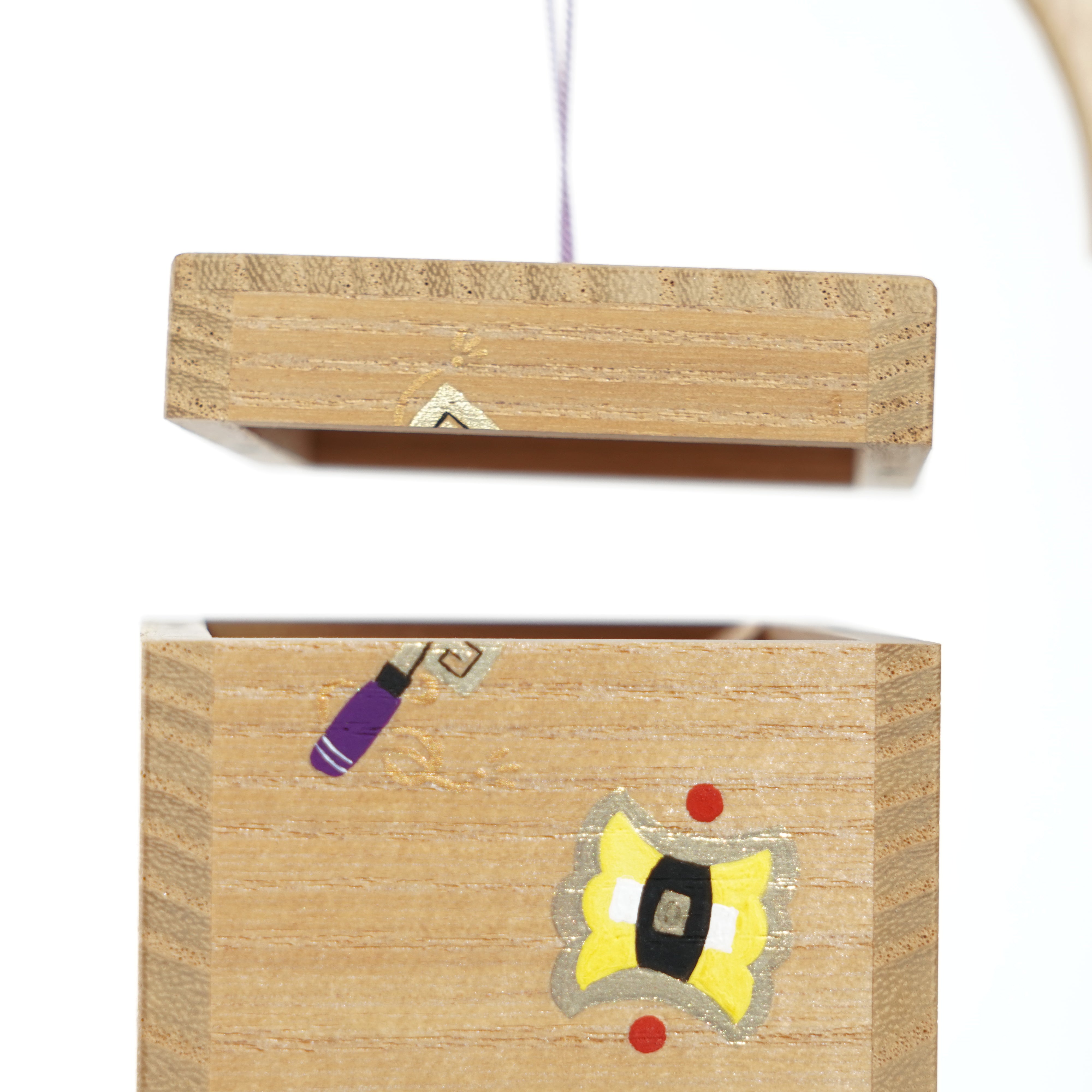 Hand-painted Storage Box Ornament / Paulownia Wood