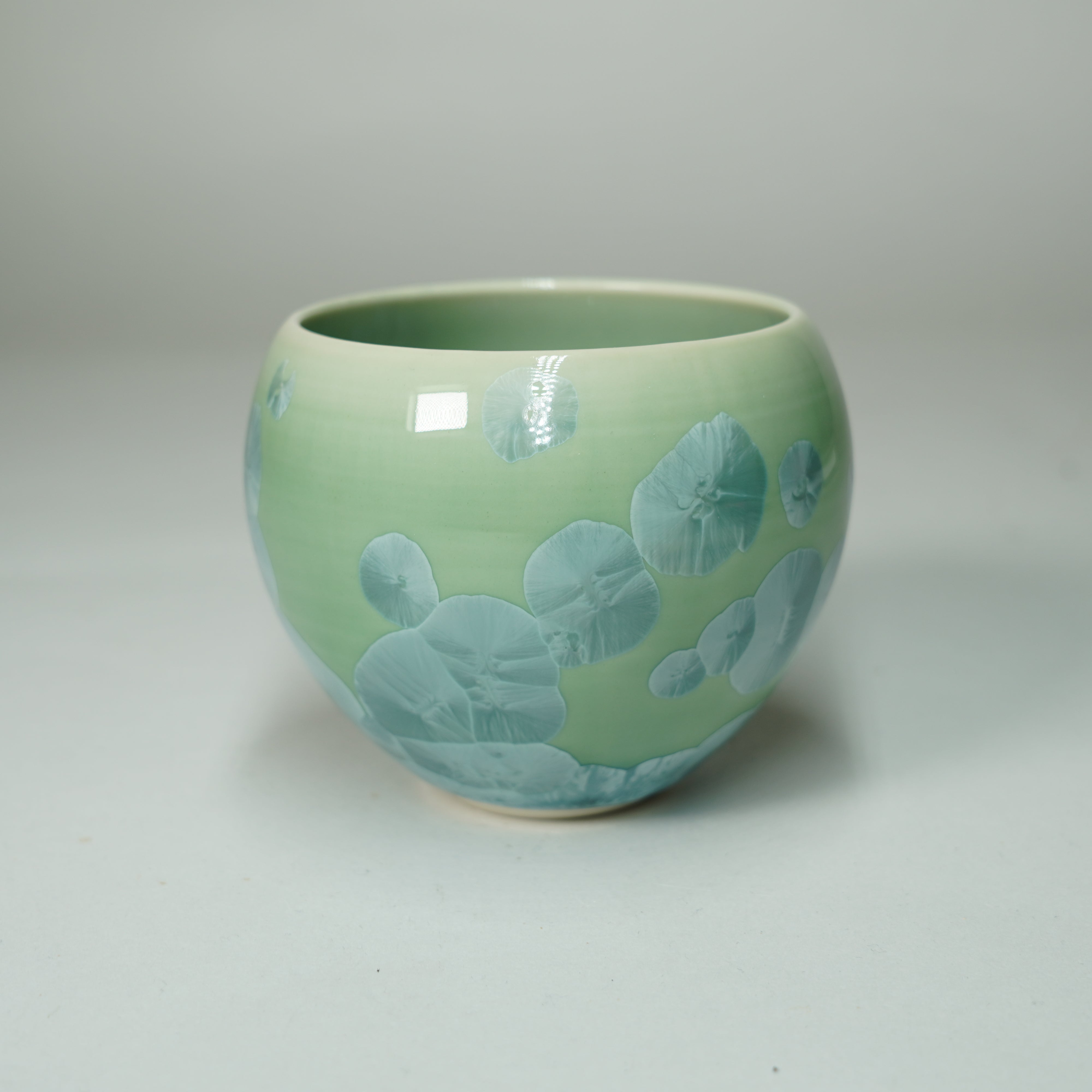 Taza de cristal de flores / verde