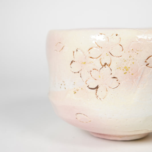 Raku -Keramik / Teeschale / Kirschblüte