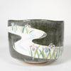 Raku Pottery / Tea Bowl / Irises