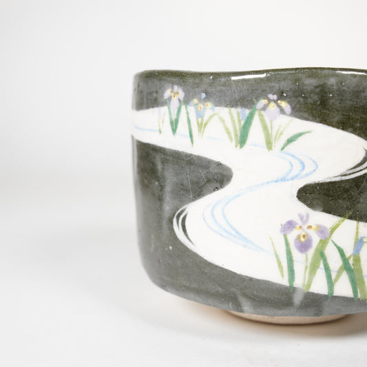 Raku Pottery / Tea Bowl / Iris