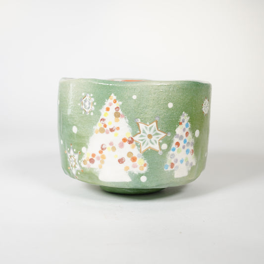 Raku Pottery / Tea Bowl / Christmas