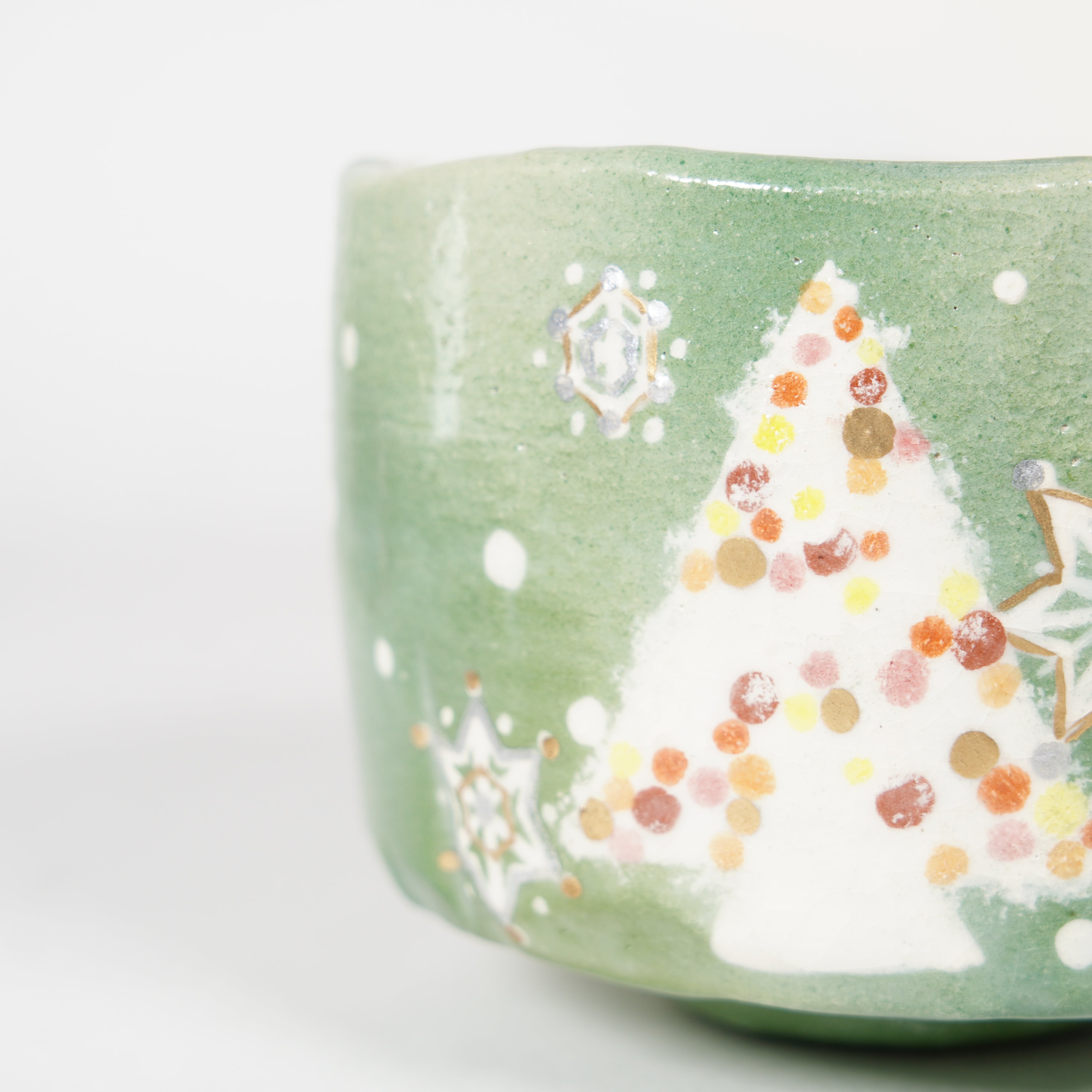 Cerámica raku / tazón de té / Navidad