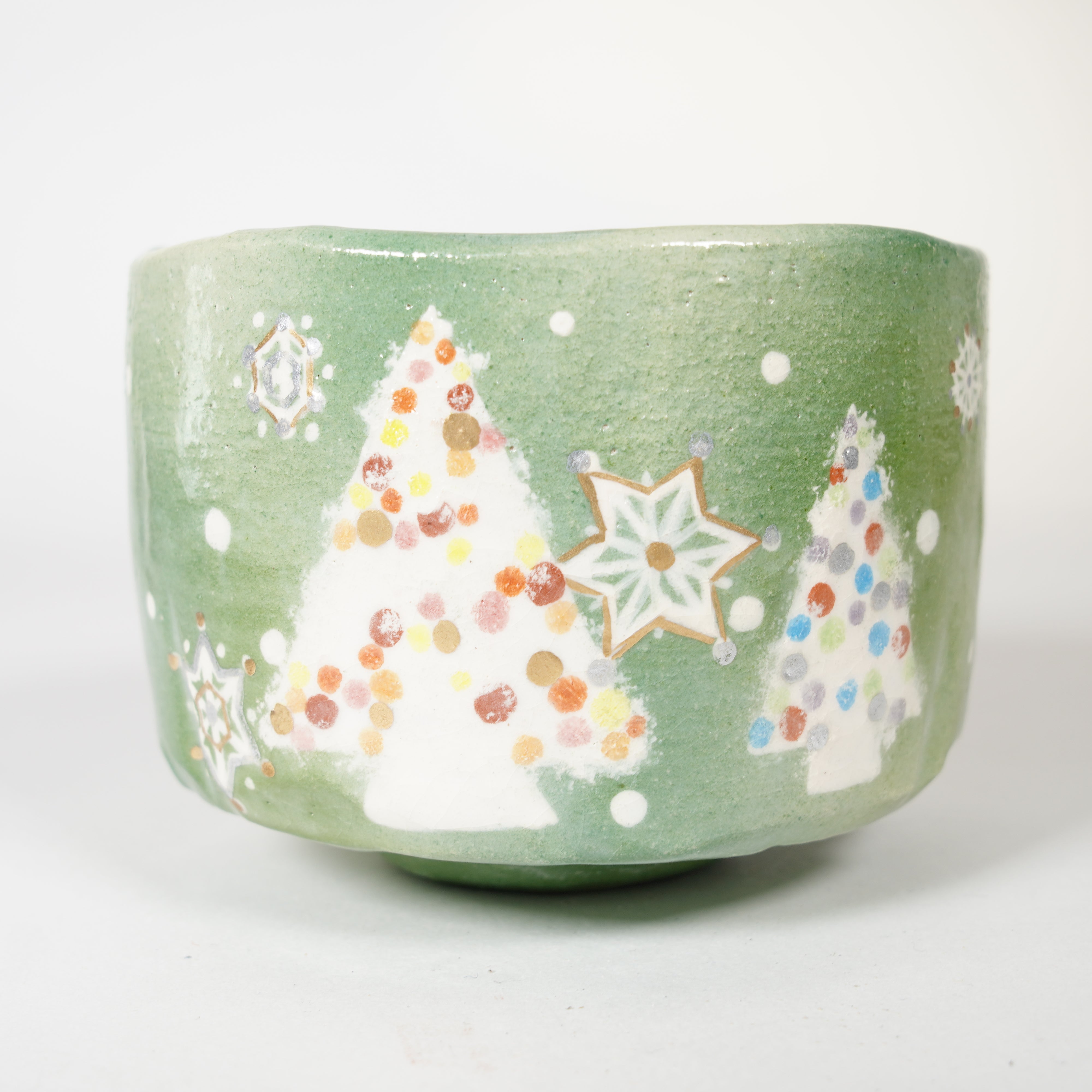 Cerámica raku / tazón de té / Navidad