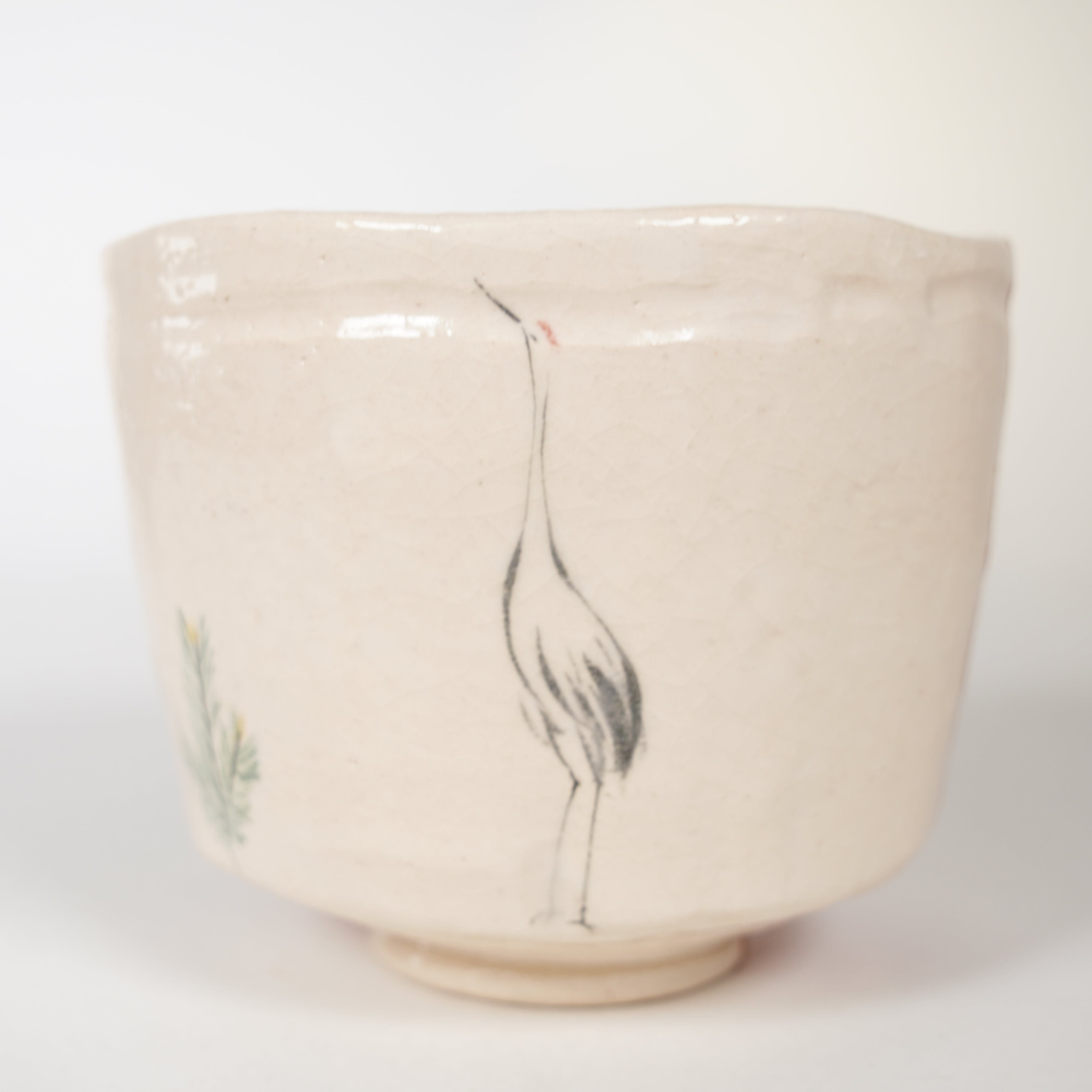 Cerámica raku / tazón / grúa