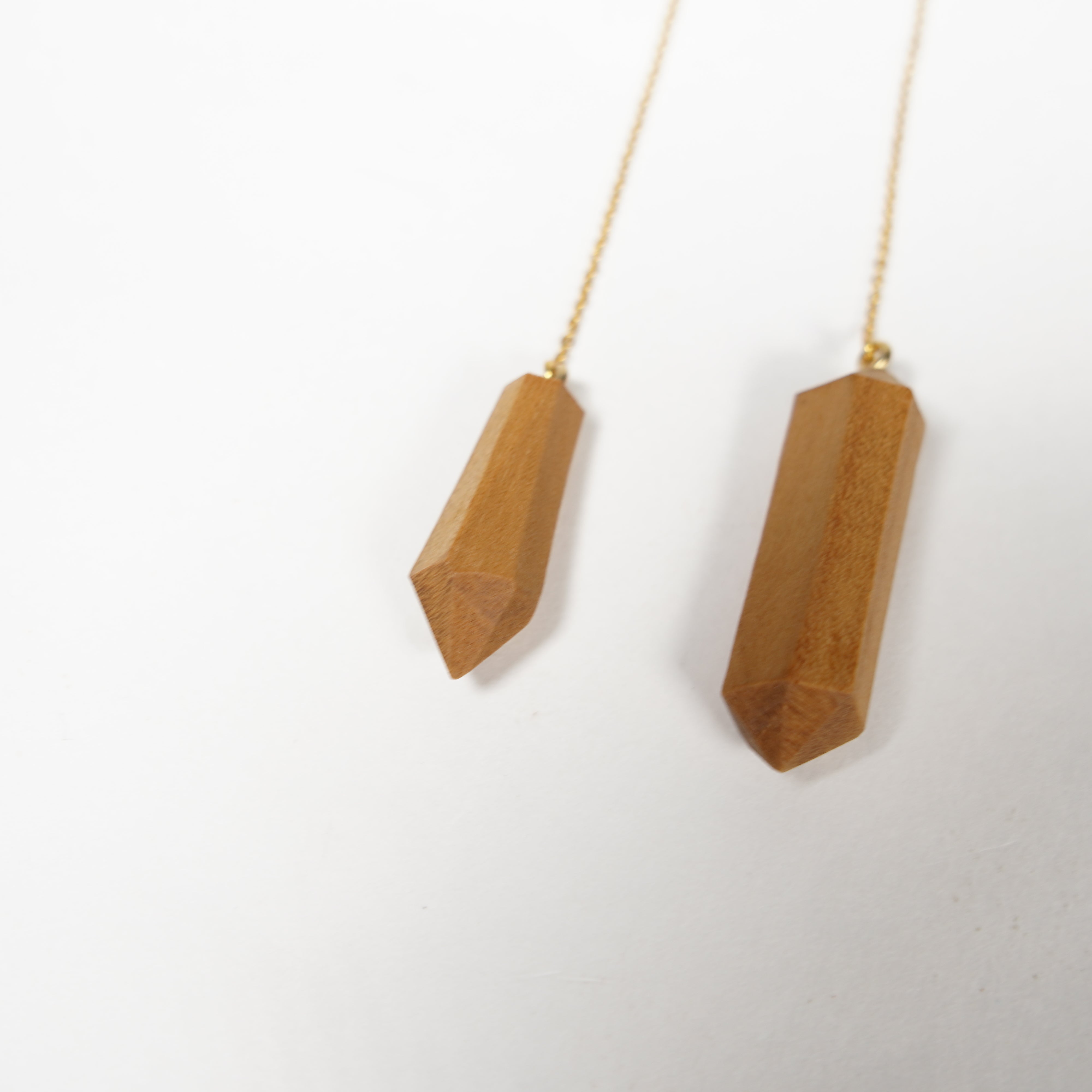 Earrings / Wood Carving / Drop of Lake Biwa