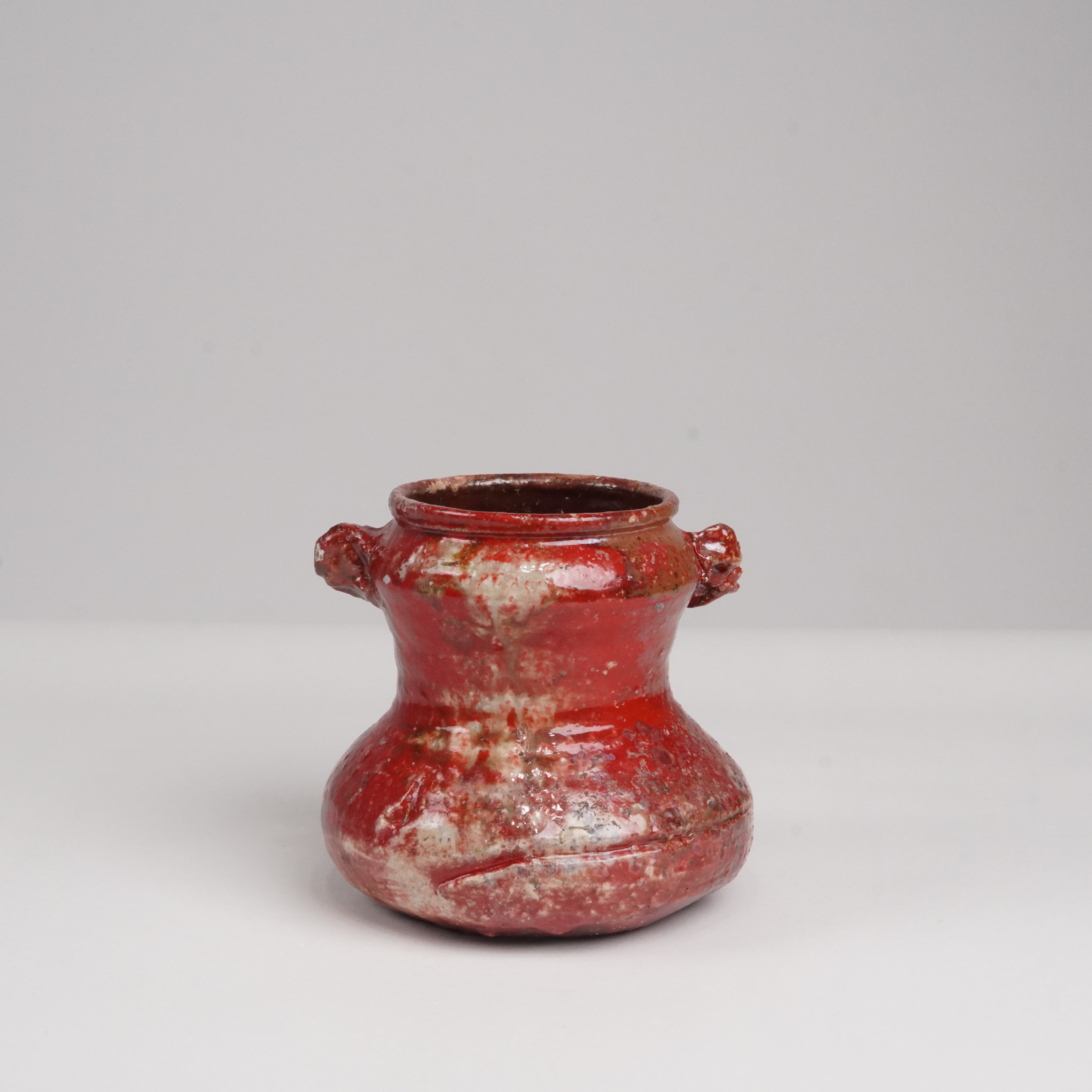 Flower Vase / Tanba Ware / Aka-Tanba Red / Handled