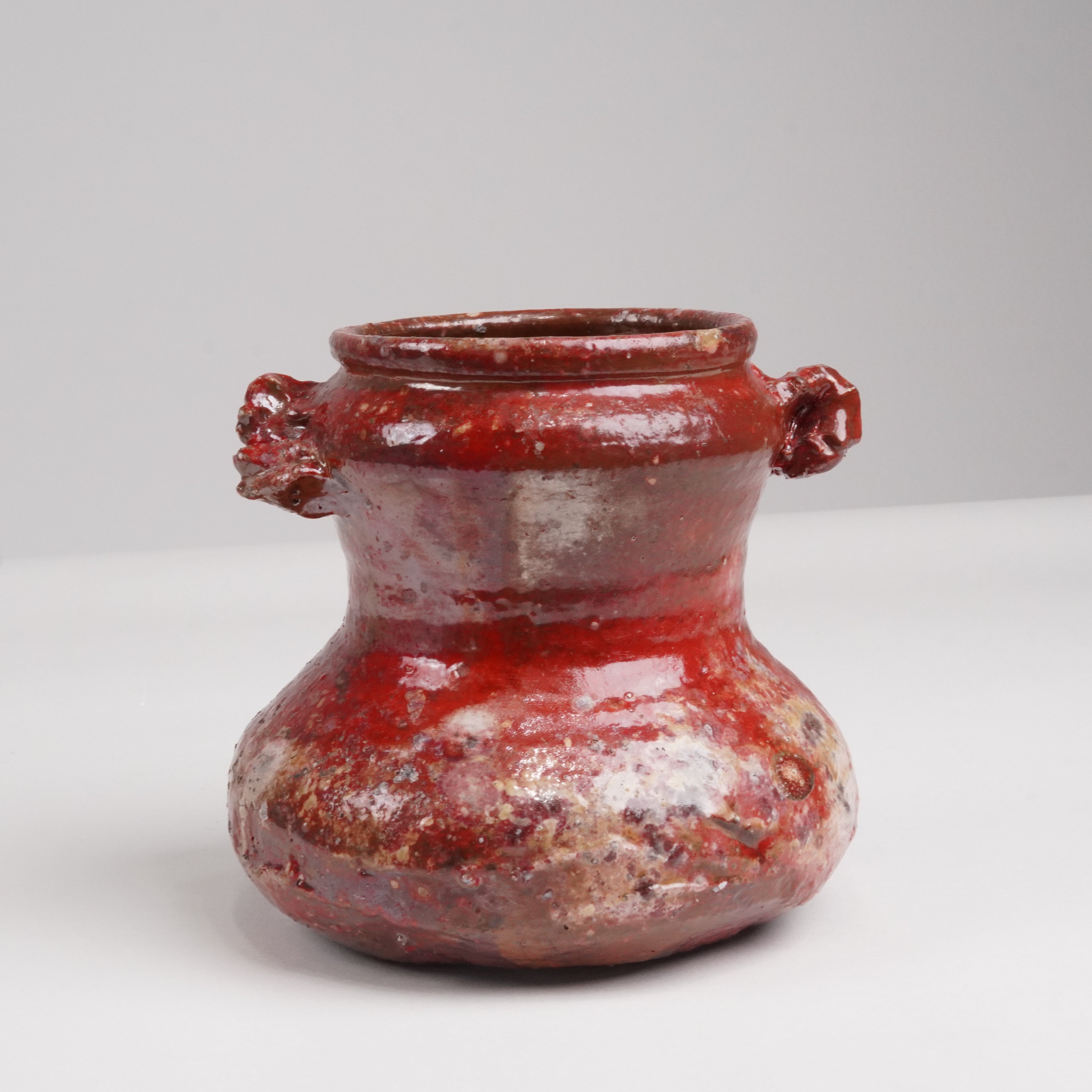 Flower Vase / Tanba Ware / Aka-Tanba Red / Handled