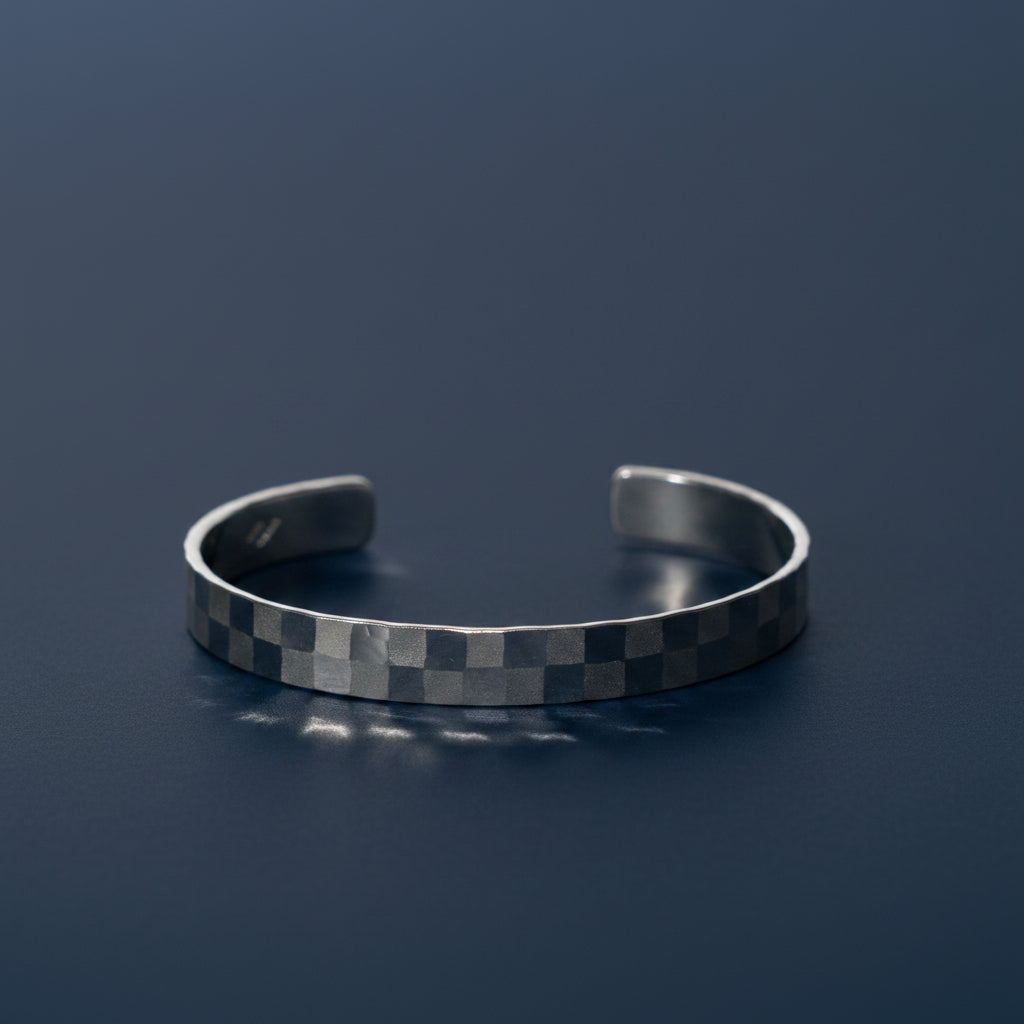 Silver Bangle / Sterling Silver / 2-Row Ichimatsu / Large
