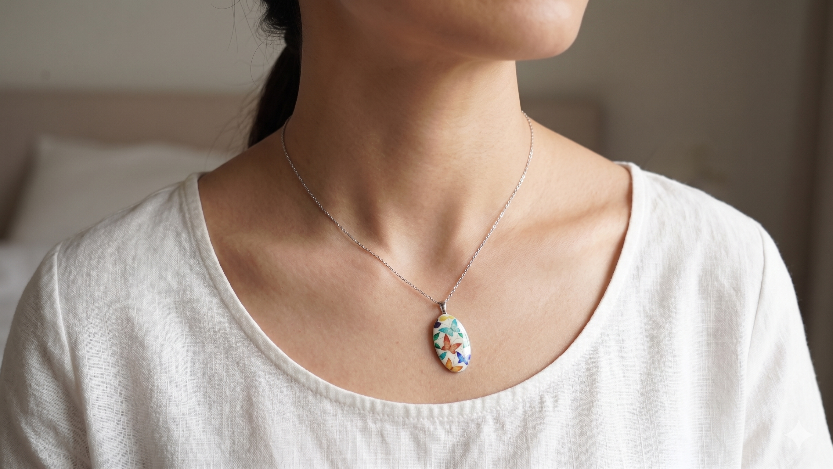 Premium Pendant / Owari Cloisonne / Butterfly / Polished