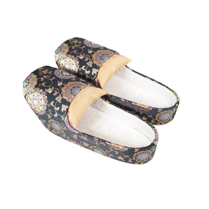 Zoccoli superficiali / tessile nishijin / arabesque / nero