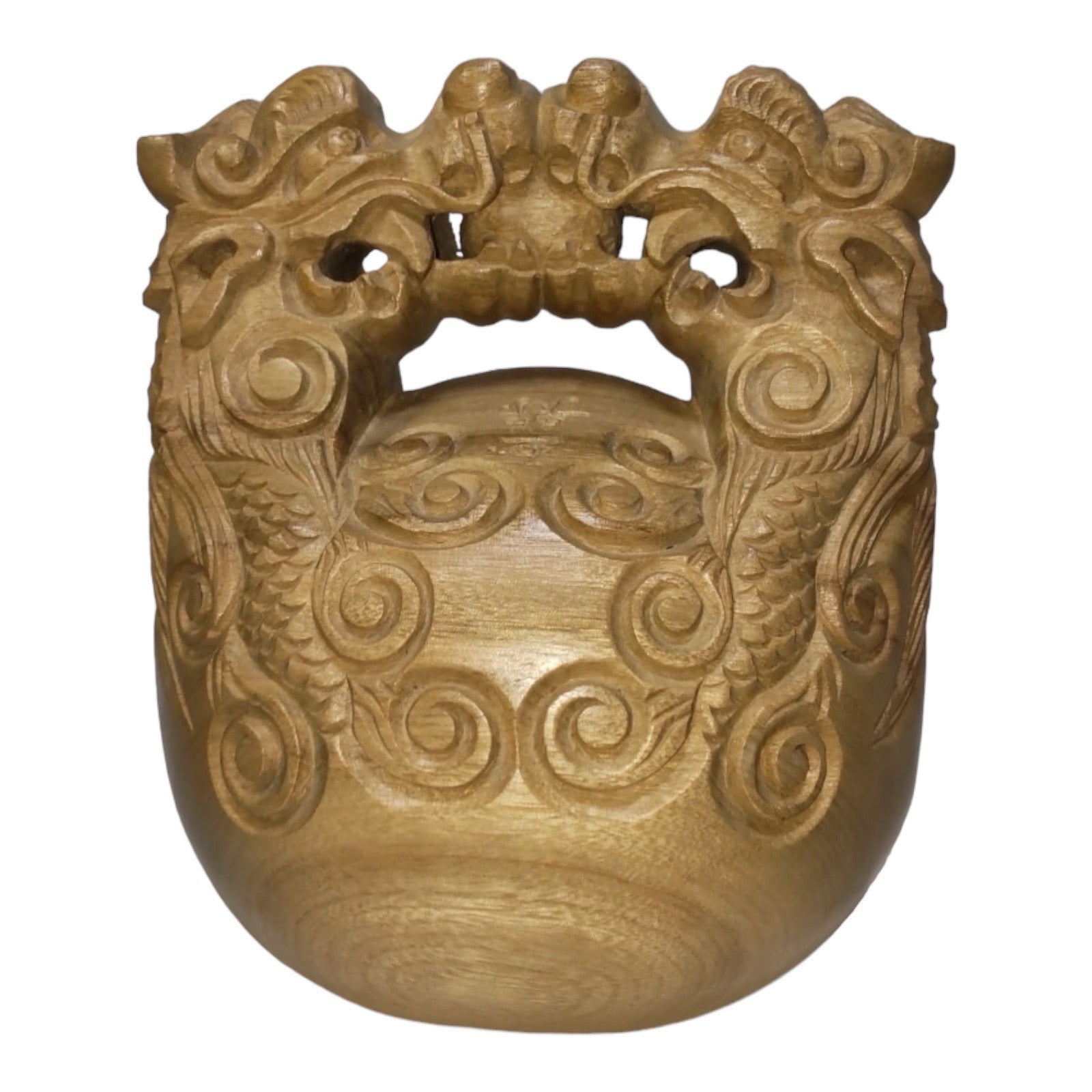 Wooden Fish Drum (Mokugyo) / Dragon Carving / 5.5-sun (16.5cm)