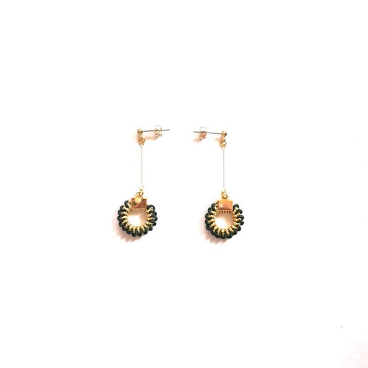 Circle Earrings -Deep Green-