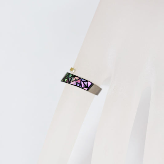 Raden Silver Ring / colorato in vetro / rosa