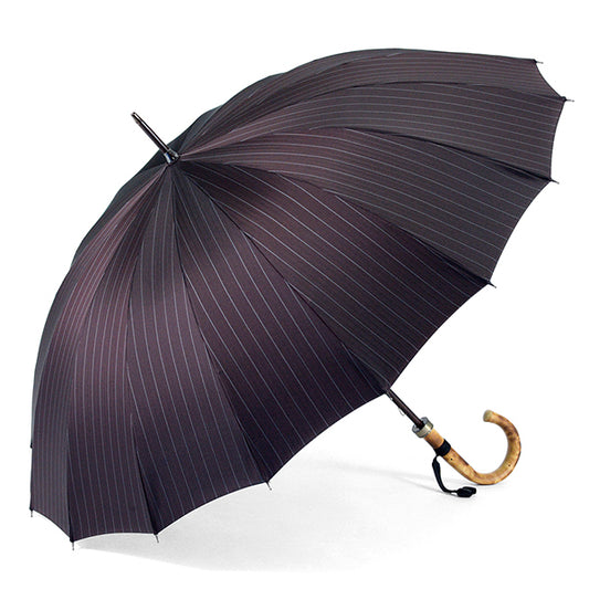 Parapluie de 16 os / fines rayures / rotin