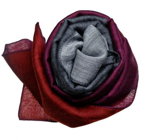 Silk Scarf / Yasuragi / Silver & Purple Mix