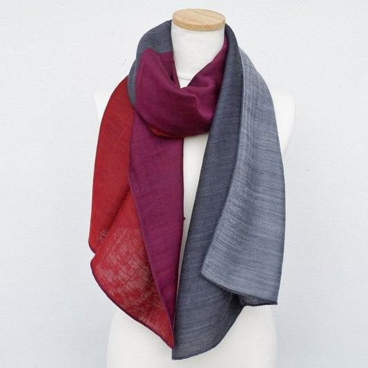 Silk Scarf / Yasuragi / Silver & Purple Mix