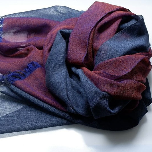 Silk Scarf / KASANE / Grape Dye (Burgundy x Indigo Navy)
