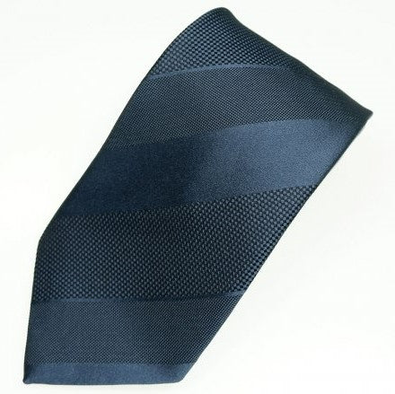 Tie / Plain Navy Blue - Three-tiered Stripes