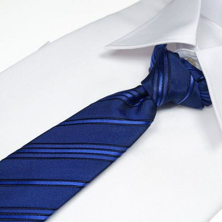 领带 /普通海军蓝色 - 厚厚的棉条条（轻海军）