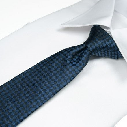 Silk Tie / Plain Navy / Ichimatsu Checkered / Indigo Gray