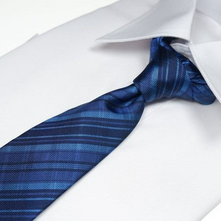 Silk Tie / Plain Navy / Shadow Check