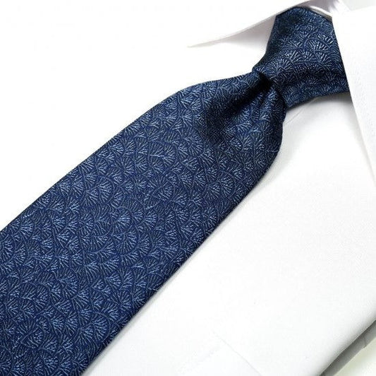 Silk Tie / Shinpaku Series / Juniper Motif / Navy Blue