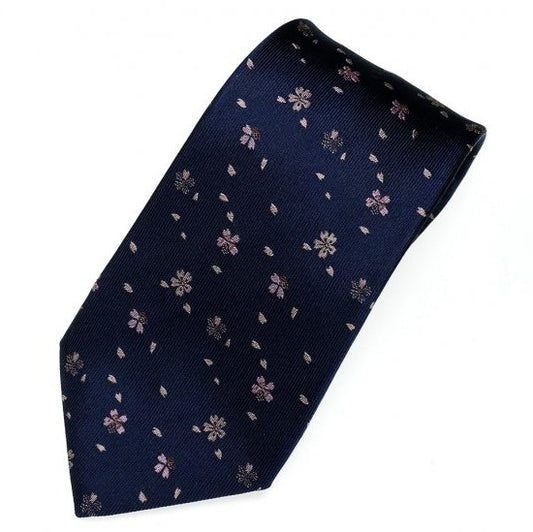 Silk Tie / Cherry Blizzard / Navy Blue