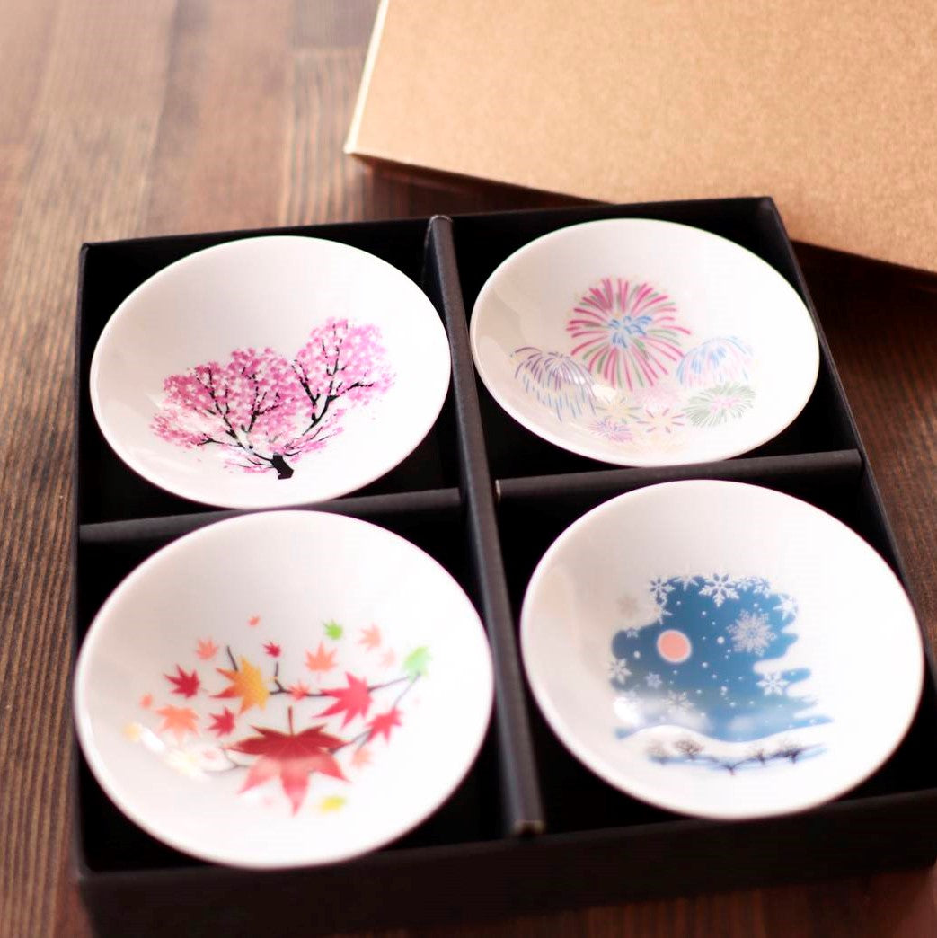 Cold Sake Cup / Four Seasons / 4 pièces