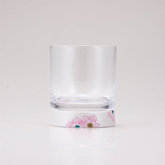Kutani Japanese Rock Glass / Silver Cherry Blossom