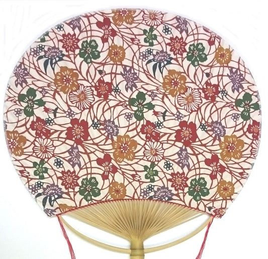 Scented Uchiwa / Flowers and Grasses / Beige / Large
