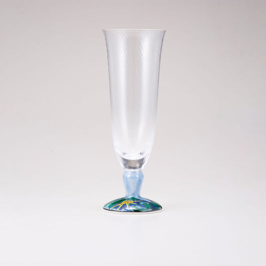 Kutani Beer Glass / Blue Clematis / Diagonal